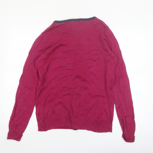 Soon Women Red Cardigan Size 14 Round Neck Long Sleeve Knit