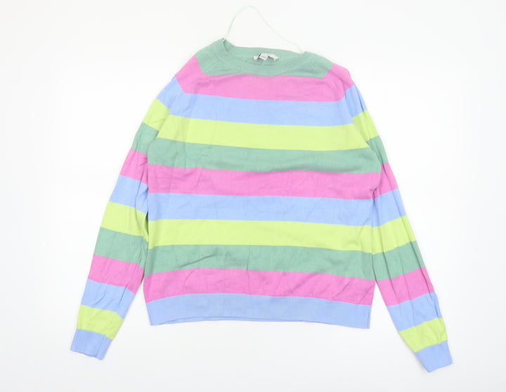 b.young Women's Multicoloured Striped Pullover Jumper Size M Knit