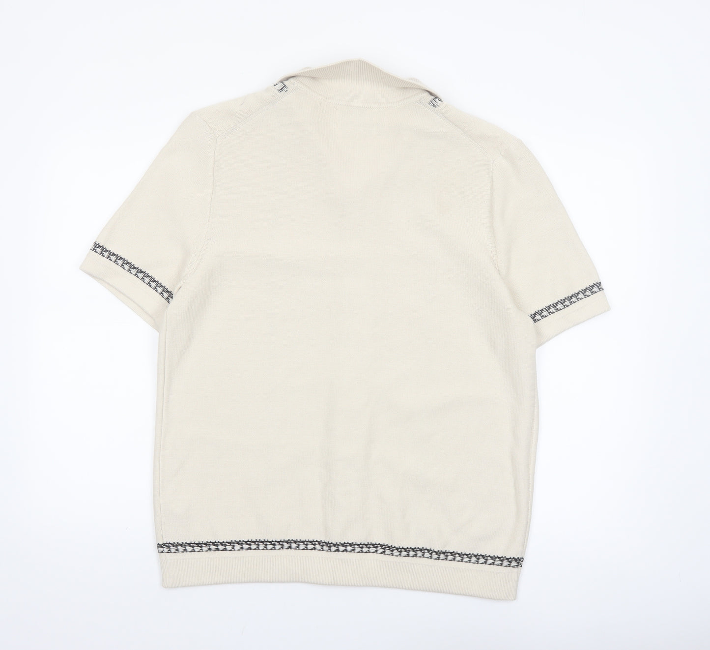 Marks and Spencer Autograph Men's Beige Cotton Collared Short Sleeve Cardigan M