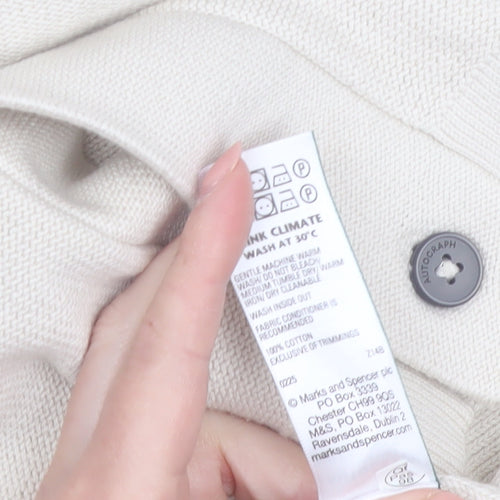Marks and Spencer Autograph Men's Beige Cotton Collared Short Sleeve Cardigan M