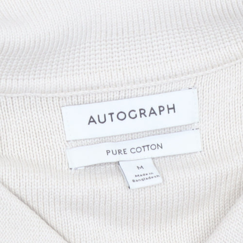 Marks and Spencer Autograph Men's Beige Cotton Collared Short Sleeve Cardigan M