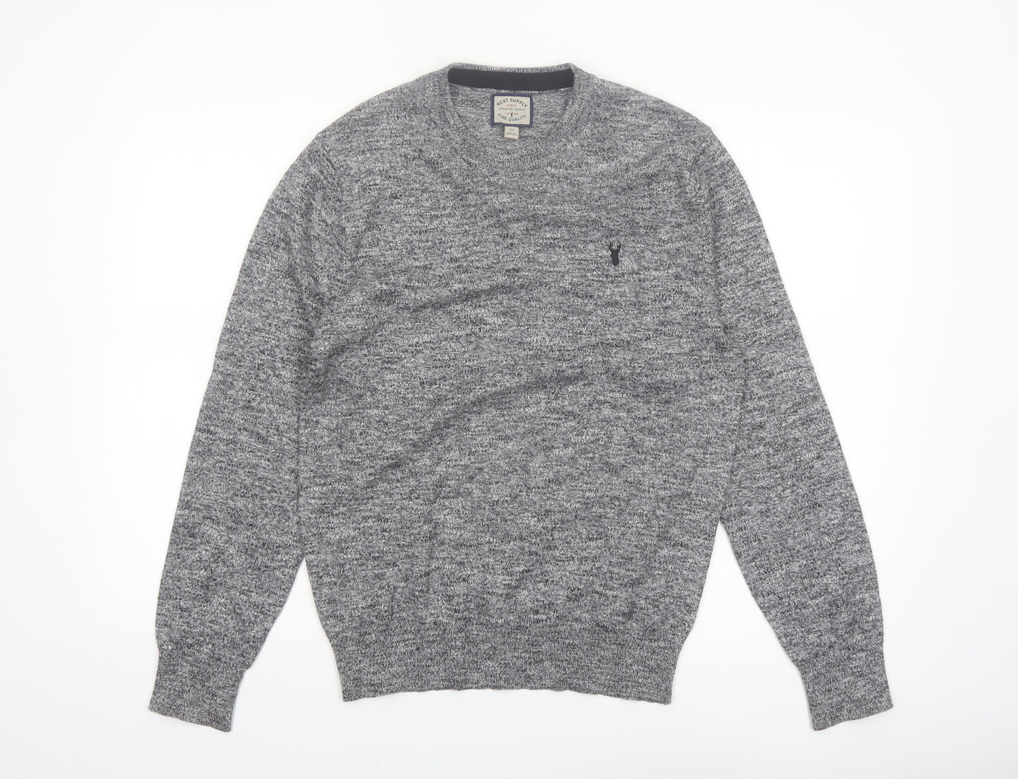 Next Men's Grey Cotton Blend Crew Neck Pullover Jumper XS