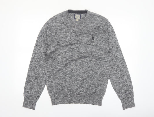 Next Men's Grey Cotton Blend Crew Neck Pullover Jumper XS