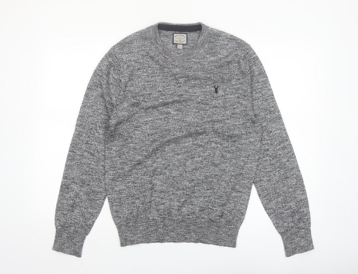 Next Men's Grey Cotton Blend Crew Neck Pullover Jumper XS