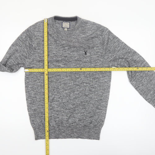 Next Men's Grey Cotton Blend Crew Neck Pullover Jumper XS