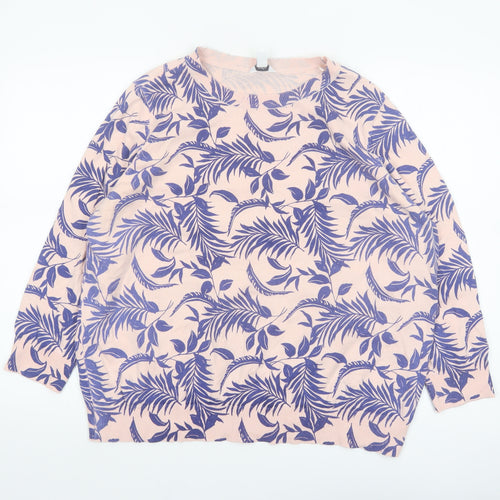M&Co Women’s Pink Floral Cotton Knit Jumper Size 20