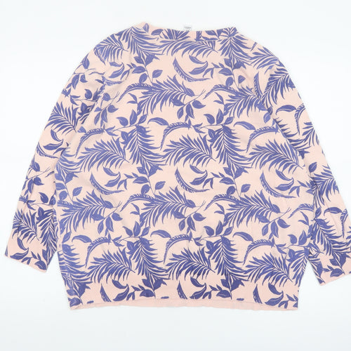 M&Co Women’s Pink Floral Cotton Knit Jumper Size 20