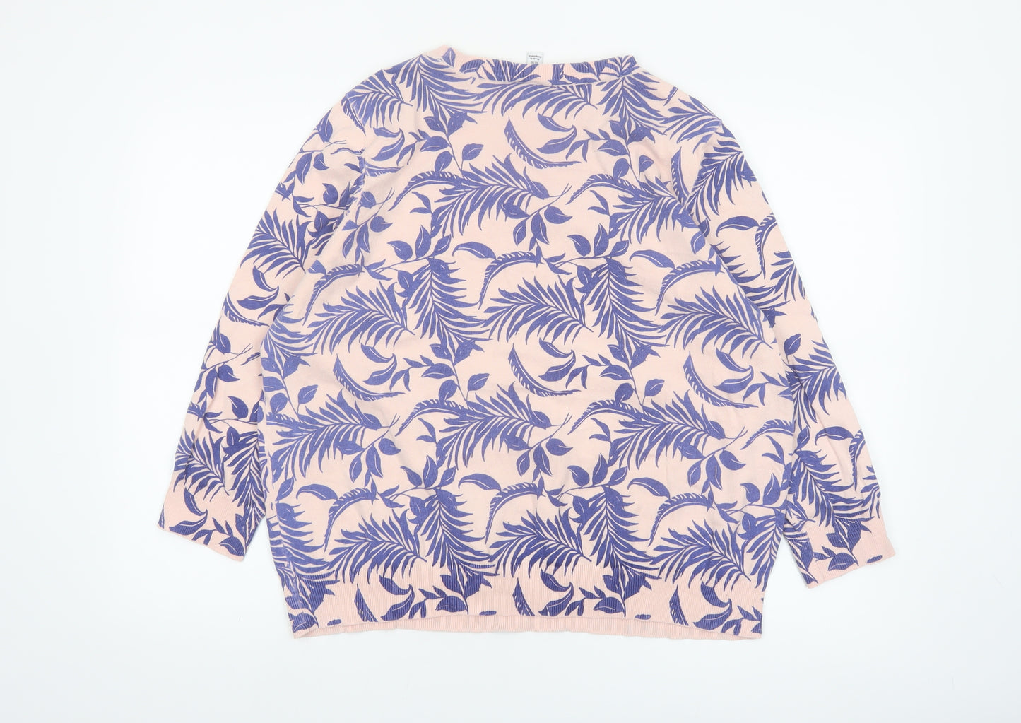 M&Co Women’s Pink Floral Cotton Knit Jumper Size 20