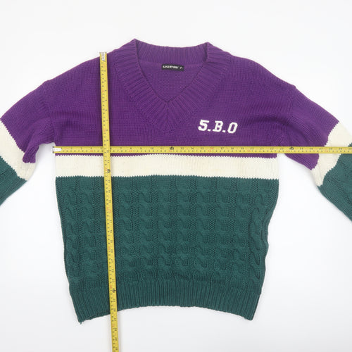 5252 BY O!Oi Women’s Multicoloured Cable-Knit V-Neck Jumper One Size