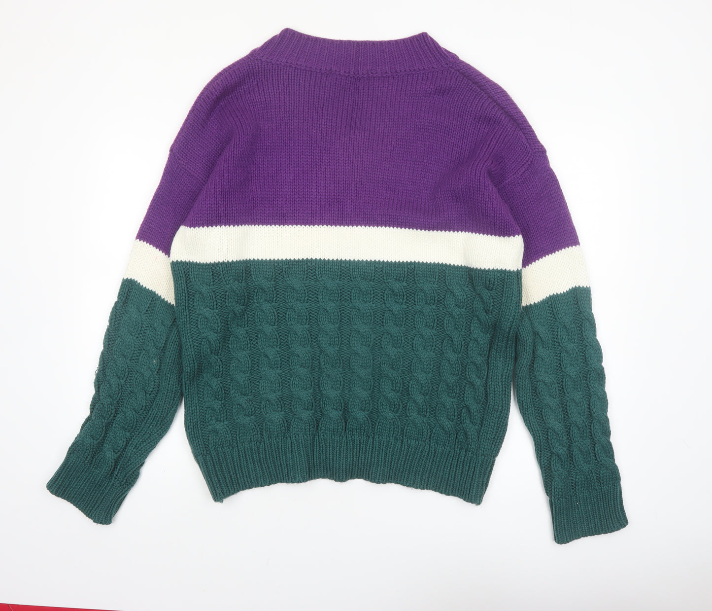5252 BY O!Oi Women’s Multicoloured Cable-Knit V-Neck Jumper One Size