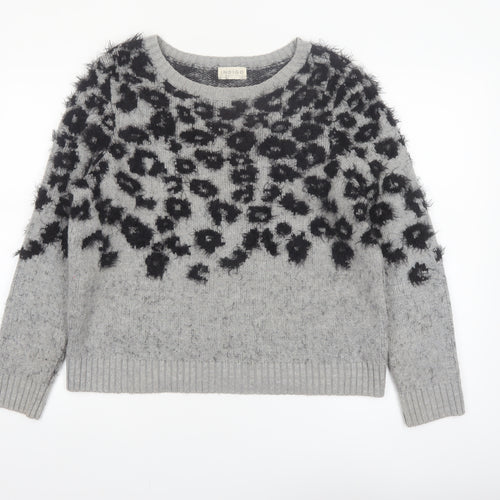 Marks and Spencer Women Grey Animal Print Knit Jumper Size 14