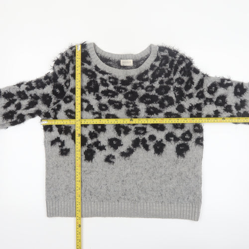 Marks and Spencer Women Grey Animal Print Knit Jumper Size 14