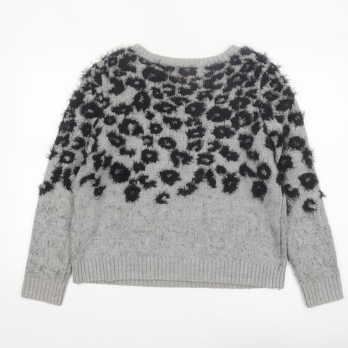 Marks and Spencer Women Grey Animal Print Knit Jumper Size 14