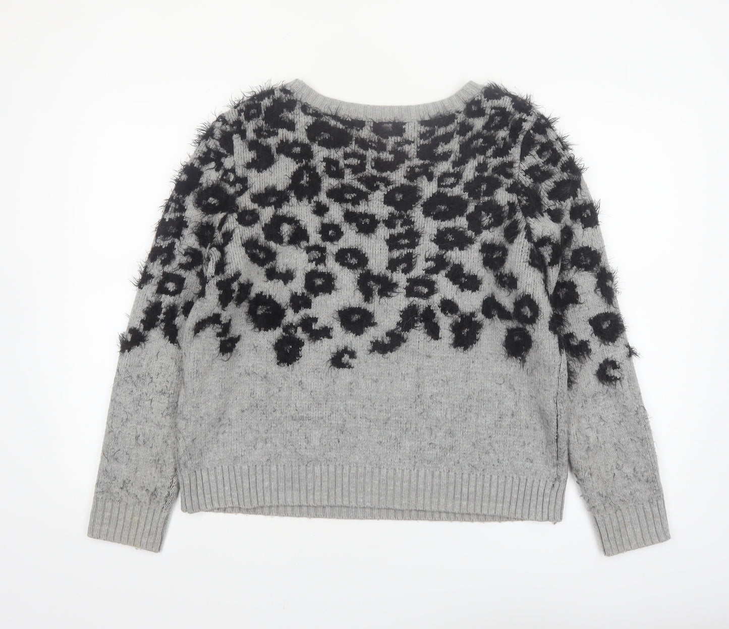 Marks and Spencer Women Grey Animal Print Knit Jumper Size 14