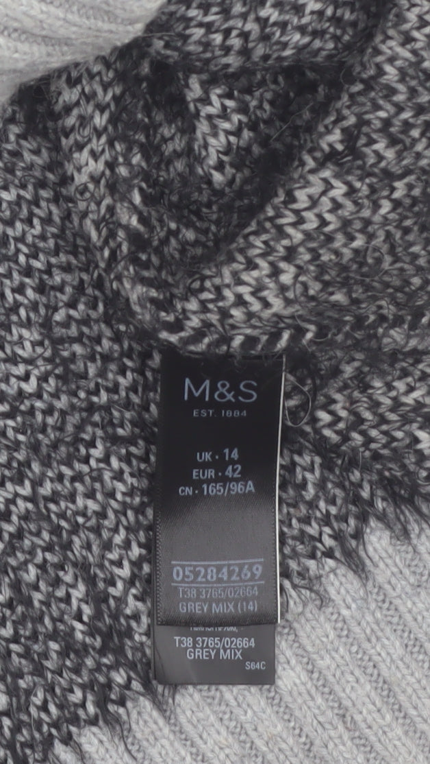 Marks and Spencer Women Grey Animal Print Knit Jumper Size 14