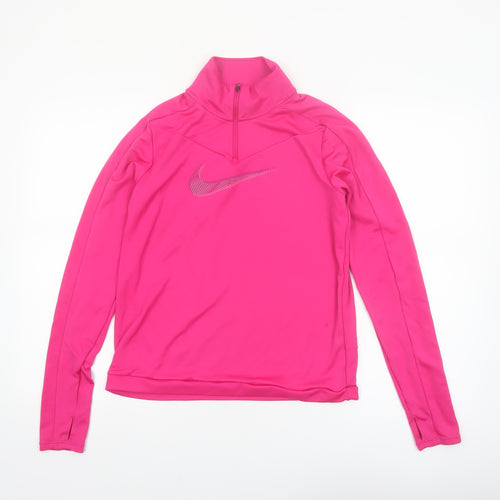 Nike Women's Pink Running 1/4 Zip Long Sleeve Top Size S