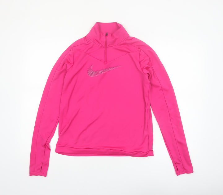 Nike Women's Pink Running 1/4 Zip Long Sleeve Top Size S