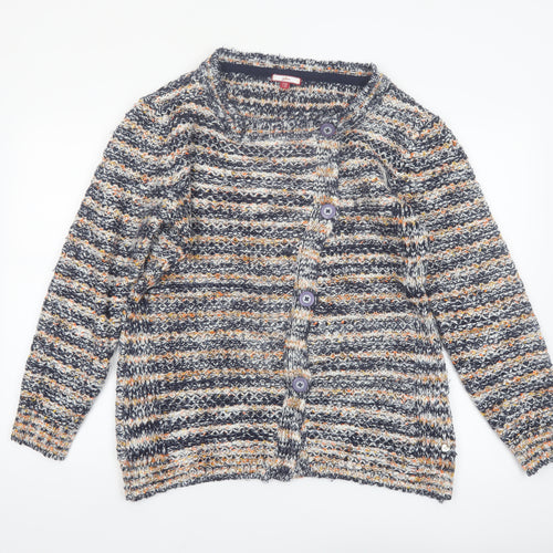 Joe Browns Women Multicoloured Chunky Knit Button Cardigan Size 16