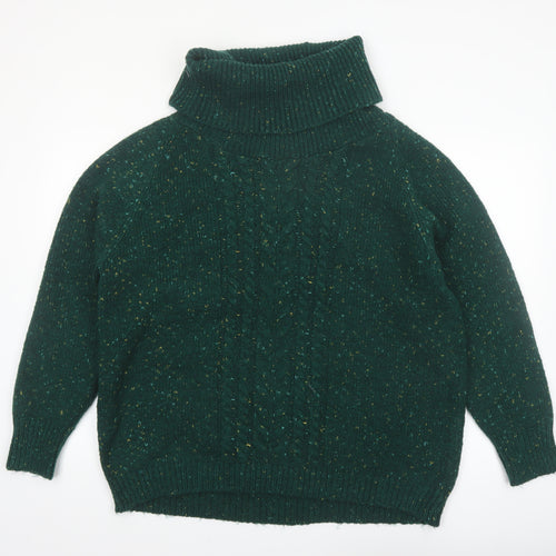 Cotton Traders Womens Green Roll Neck Cable-Knit Jumper Size 20