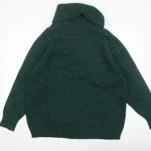 Cotton Traders Womens Green Roll Neck Cable-Knit Jumper Size 20