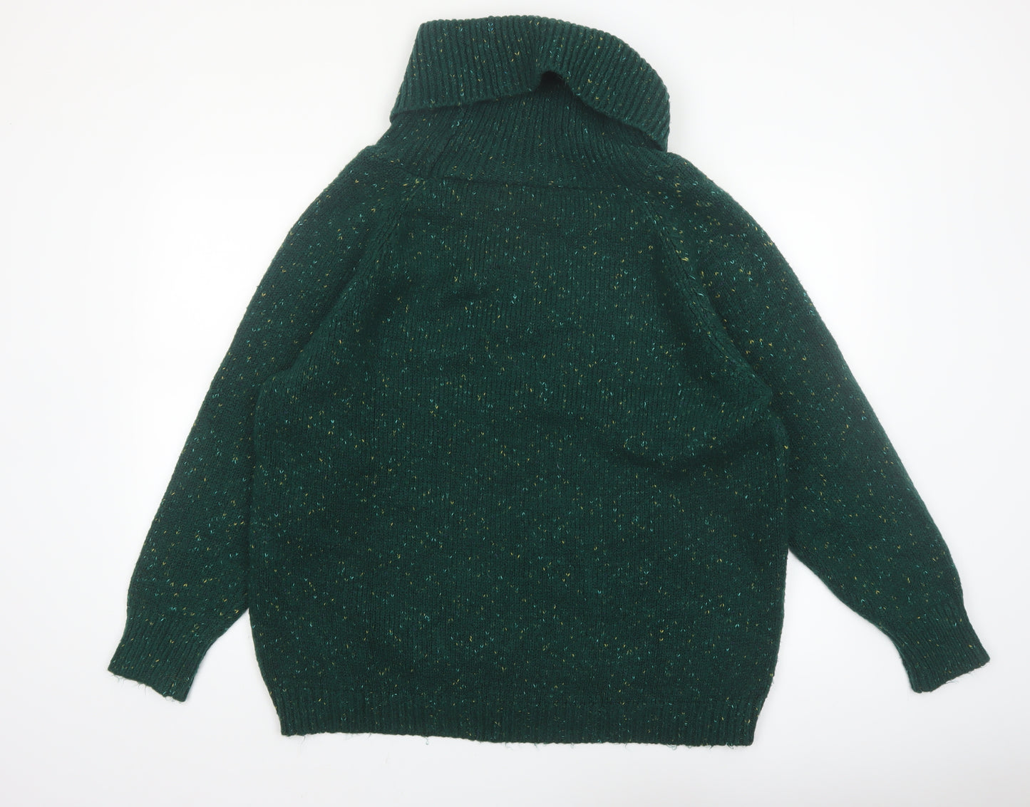 Cotton Traders Womens Green Roll Neck Cable-Knit Jumper Size 20