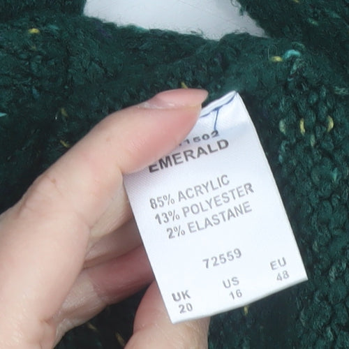 Cotton Traders Womens Green Roll Neck Cable-Knit Jumper Size 20