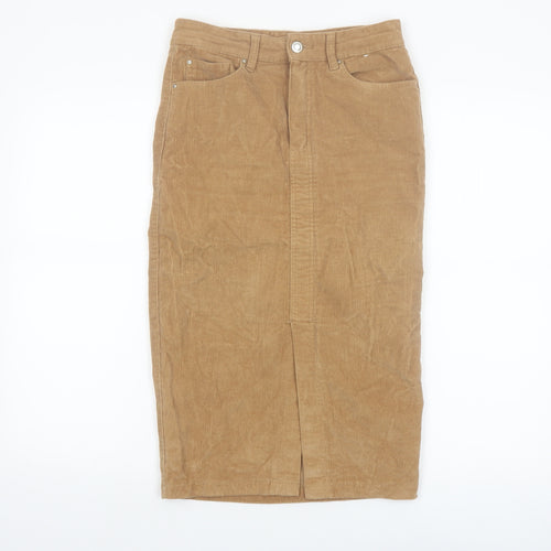 Denim Co. Women Beige Size 8 Corduroy Pencil Skirt