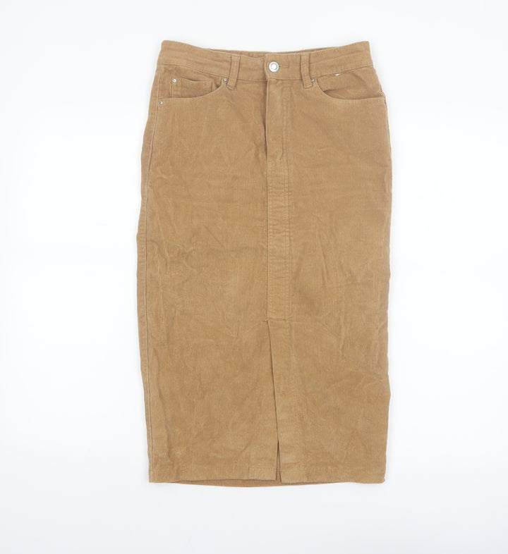 Denim Co. Women Beige Size 8 Corduroy Pencil Skirt