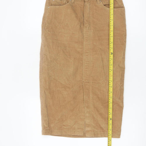 Denim Co. Women Beige Size 8 Corduroy Pencil Skirt