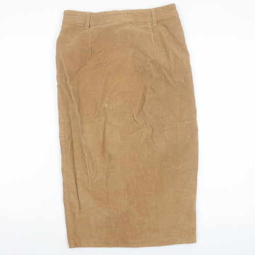 Denim Co. Women Beige Size 8 Corduroy Pencil Skirt