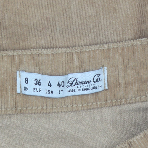 Denim Co. Women Beige Size 8 Corduroy Pencil Skirt