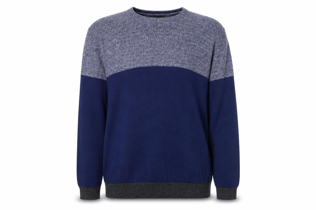 Marks and Spencer Men's Blue 2XL Cotton Blend Crew Neck Jumper