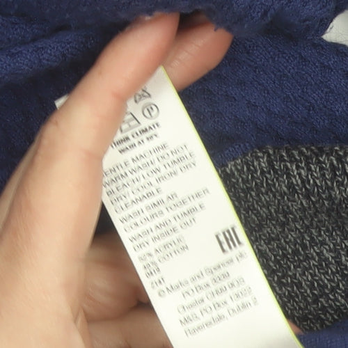 Marks and Spencer Men's Blue 2XL Cotton Blend Crew Neck Jumper
