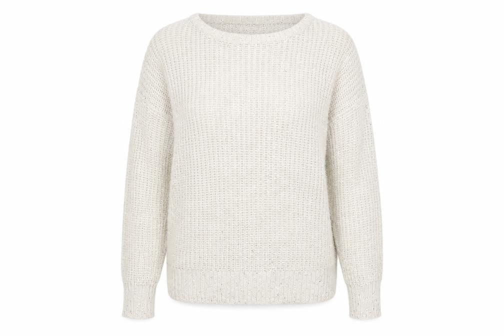 Front view of Atmosphere Women’s Ivory Sequin Knit Jumper, size UK 14
