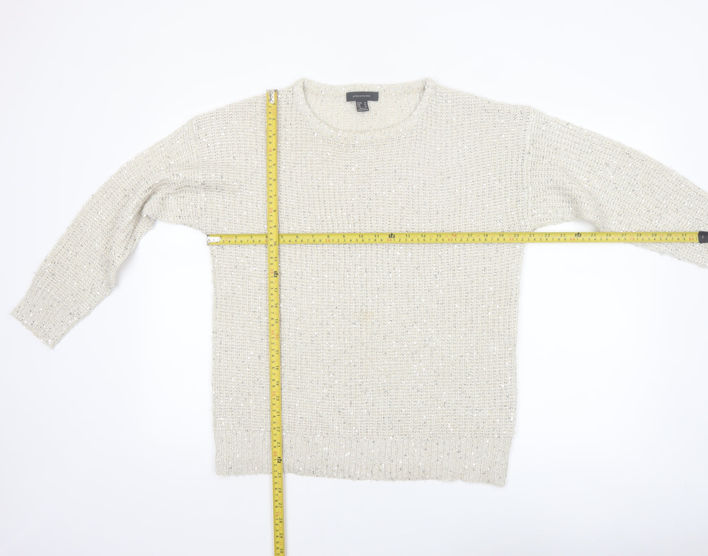 Atmosphere Women’s Ivory Sequin Knit Jumper Size 14