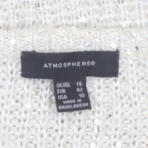 Atmosphere Women’s Ivory Sequin Knit Jumper Size 14