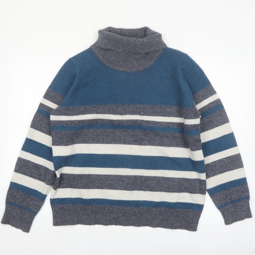 Voulez Vous Women’s Blue Stripe Roll Neck Jumper Size 16