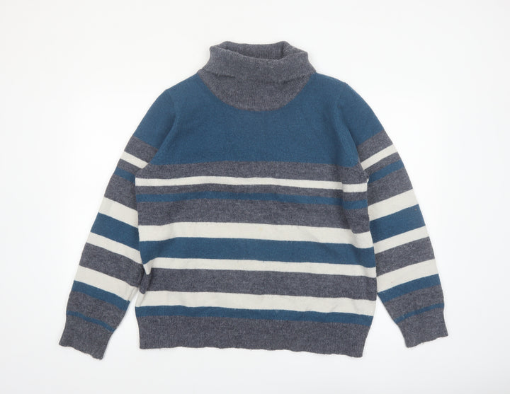 Voulez Vous Women’s Blue Stripe Roll Neck Jumper Size 16
