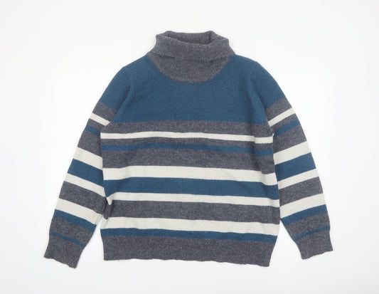 Voulez Vous Women’s Blue Stripe Roll Neck Jumper Size 16