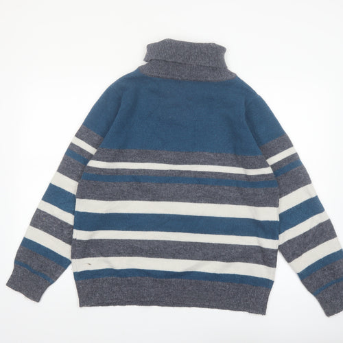 Voulez Vous Women’s Blue Stripe Roll Neck Jumper Size 16