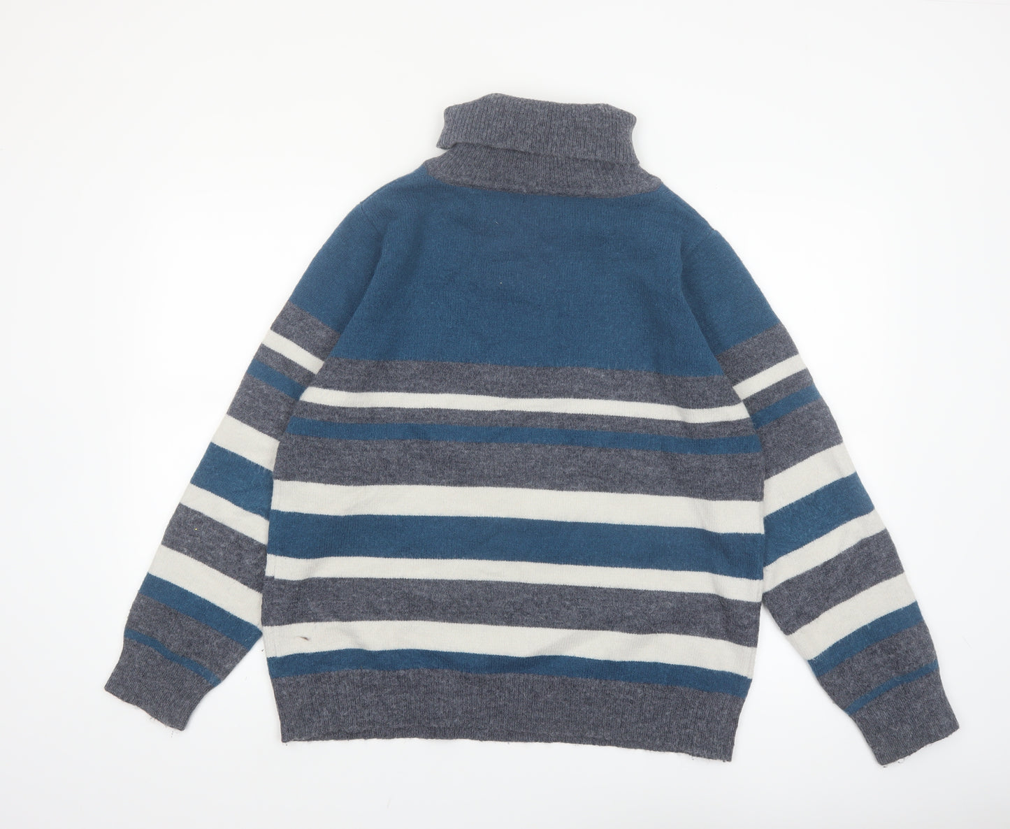 Voulez Vous Women’s Blue Stripe Roll Neck Jumper Size 16