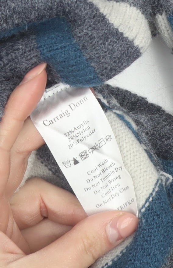 Voulez Vous Women’s Blue Stripe Roll Neck Jumper Size 16