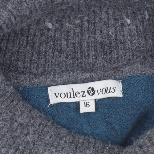 Voulez Vous Women’s Blue Stripe Roll Neck Jumper Size 16