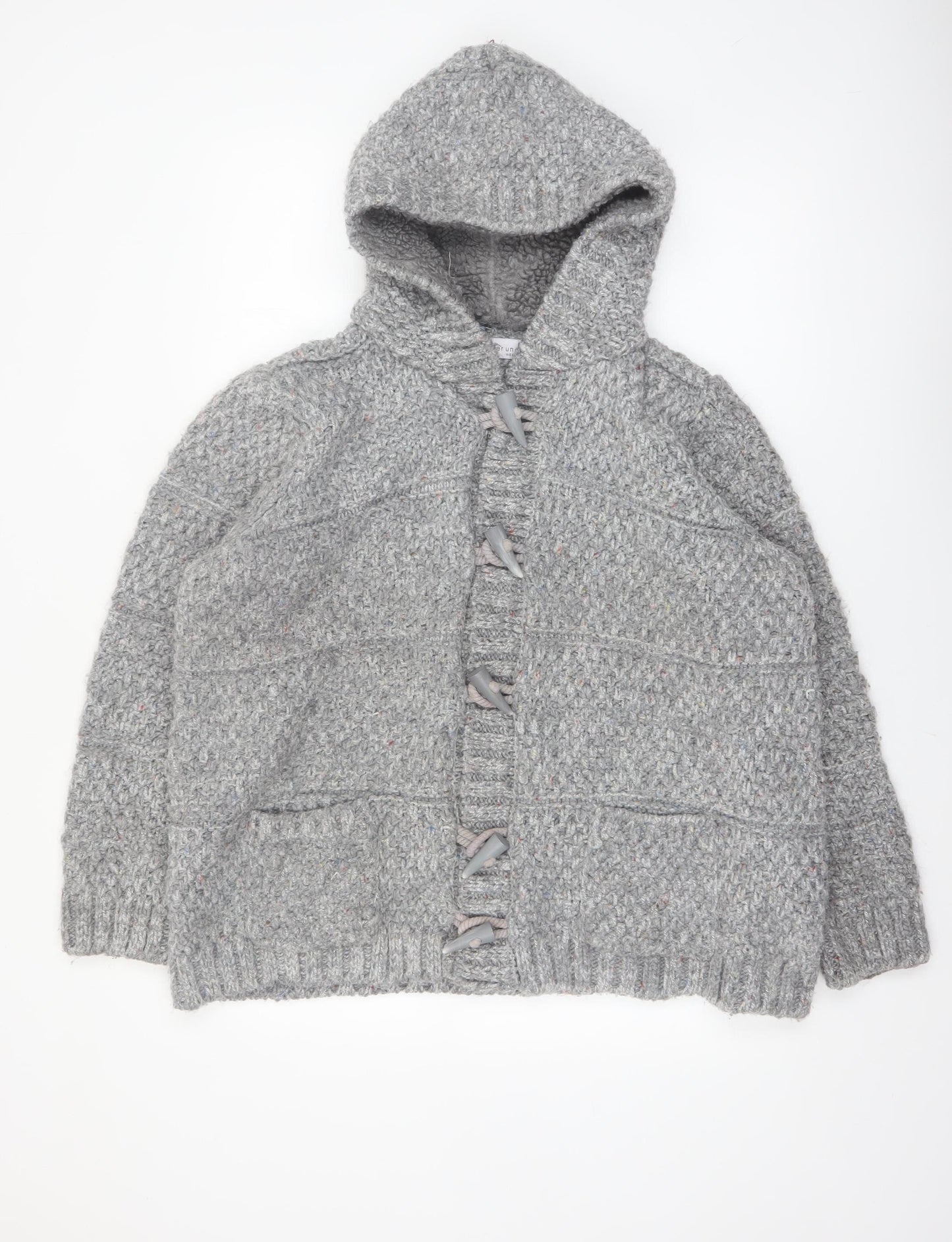 Marks and Spencer Womens Grey Hooded Chunky Knit Cardigan UK 20