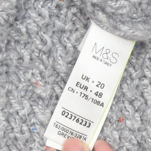 Marks and Spencer Womens Grey Hooded Chunky Knit Cardigan UK 20
