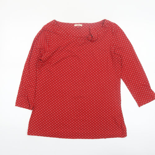 Joe Browns Women's Red Polka Dot 3/4 Sleeve Tunic Blouse UK 12
