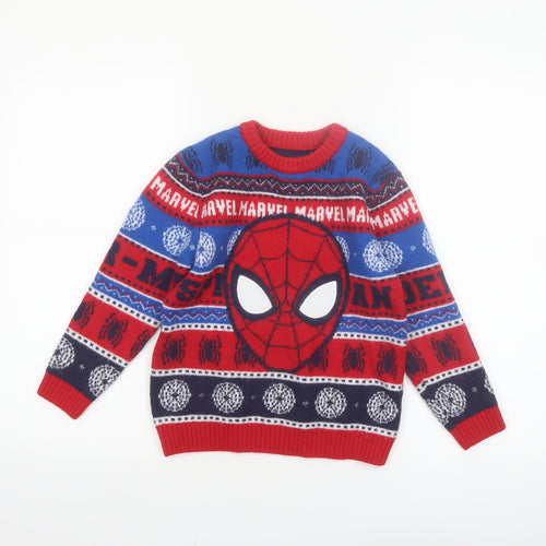 Marvel Spiderman Boys Multicoloured 5-6 Years Pullover Jumper by George