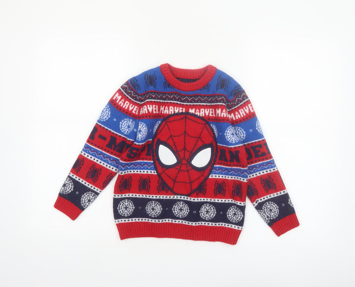 Marvel Spiderman Boys Multicoloured 5-6 Years Pullover Jumper by George