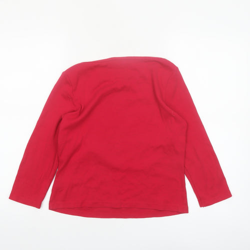 Next Women's Red Long Sleeve Heart Embellished T-Shirt Size 12