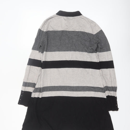 Warehouse Women Grey Striped Long Sleeve Tunic Jumper Size 12